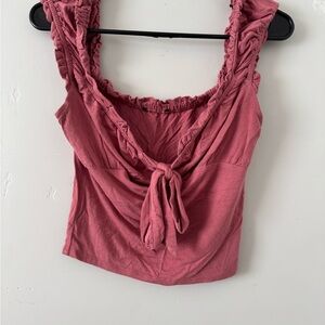 Forever 21 Dusty Rose Tie-Front Crop Top
